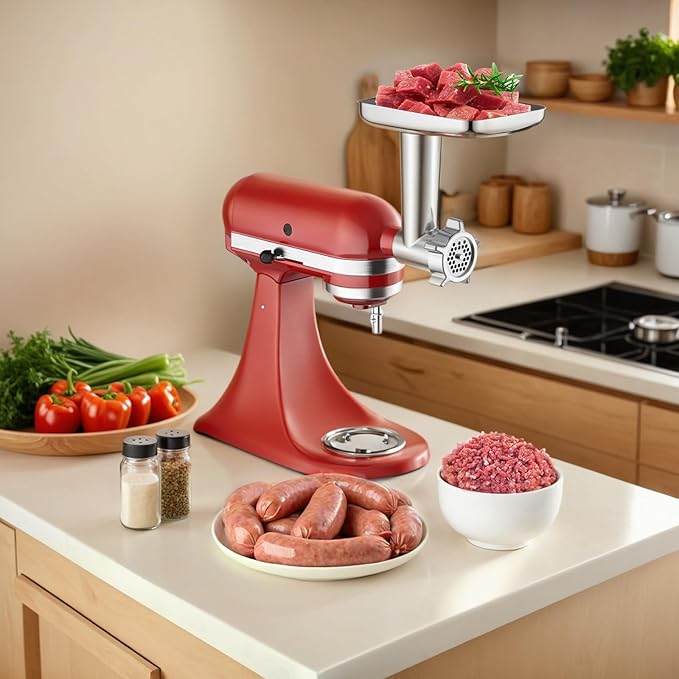 Meat Grinder Attachments for KitchenAid, Sausage Stuffer, Compatible with KitchenAid Stand Mixer of All Models, Aluminum Alloy, Not Dishwasher Safe