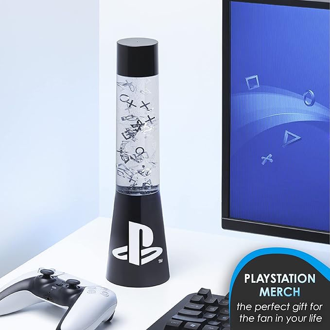 Paladone PlayStation Glitter Flow Lamp Night Light, Bedroom Décor Mood Light, 33 cm