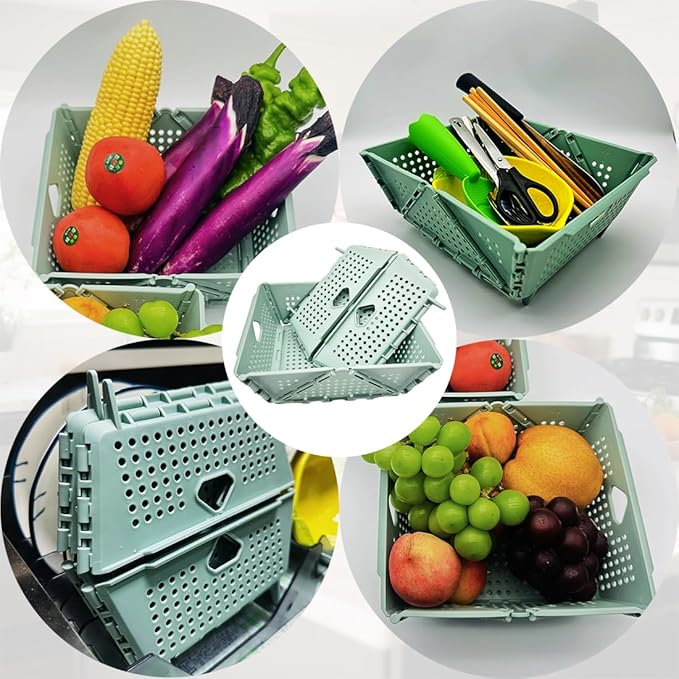 2 Pcs Collapsible Colanders Foldable Strainers - Kitchen & Camping Basket for Fruits, Pasta, Vegetables, Berries - Space Saving, Stackable Storage, Picnic Essentials