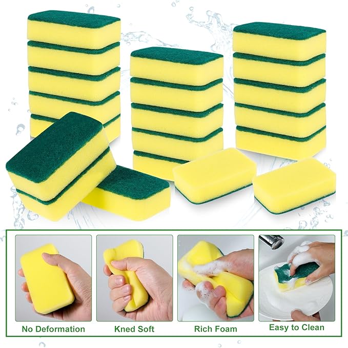 40 Pack Sponges Kitchen High Density Dish Sponges Scrub Sponge Multi-Surface Cleaning Scrubber Pad, Durable Dishwashing Sponge Bulk Cleaning Supplies for Washing Dishes, Home, Kitchen, Bathroom, Car