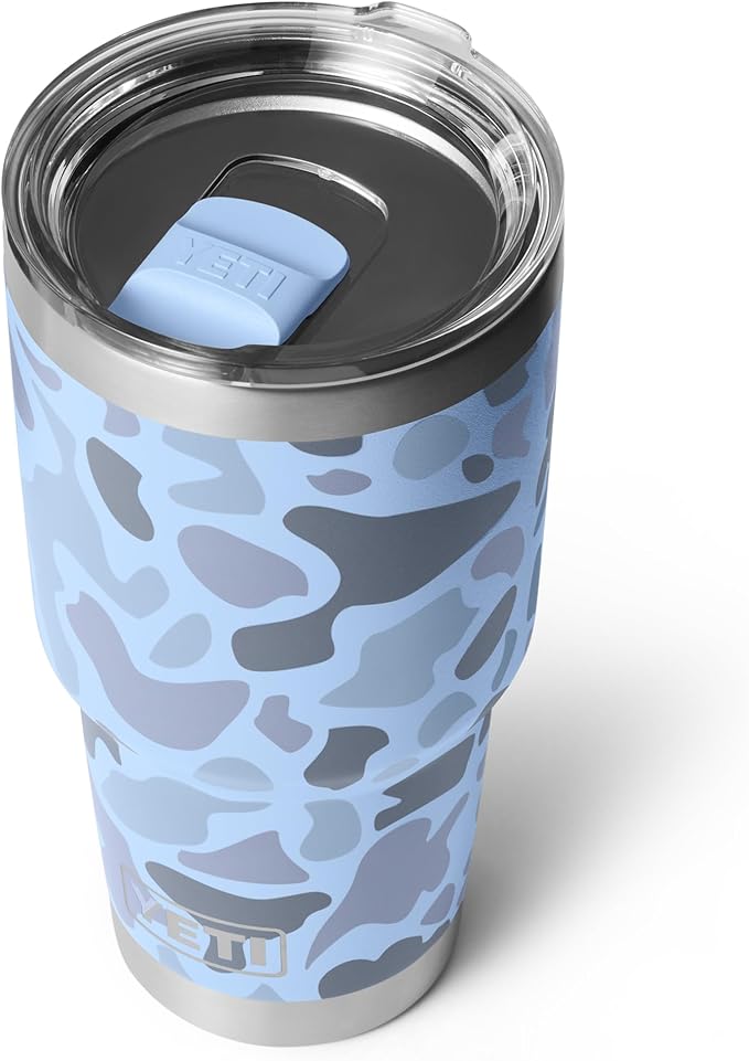 YETI Rambler 30 oz Tumbler, Stainless Steel, Vacuum Insulated with MagSlider Lid, Blue Camo