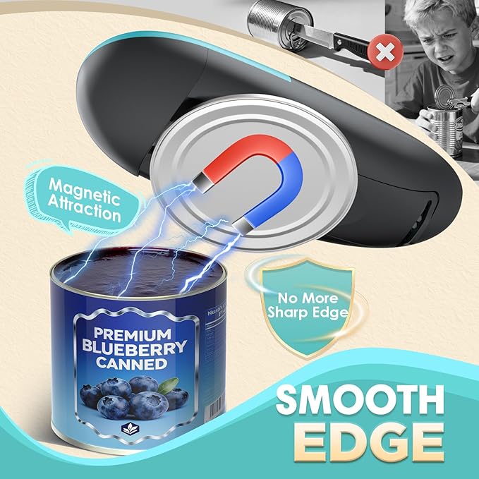 2025 Electric Can Opener, One Touch Automatic Can Opener Fits All Can Size, Handheld Smooth Edge Food Safe Can Openers Electric for Kitchen, Kitchen Gadgets Can Opener for Seniors, Arthritis and Chef