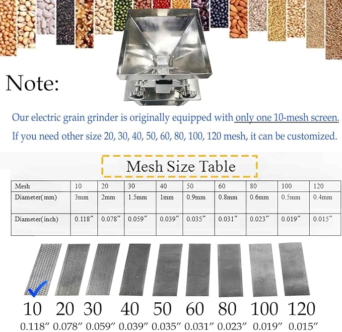 110V Commercial Electric Grain Grinder Machine, Stainless Steel 1100W High-Speed Universal Pulverizer with a 10-Mesh Sieve, for Chemical, Food, Soybean, Peanut, Coffee Grinding