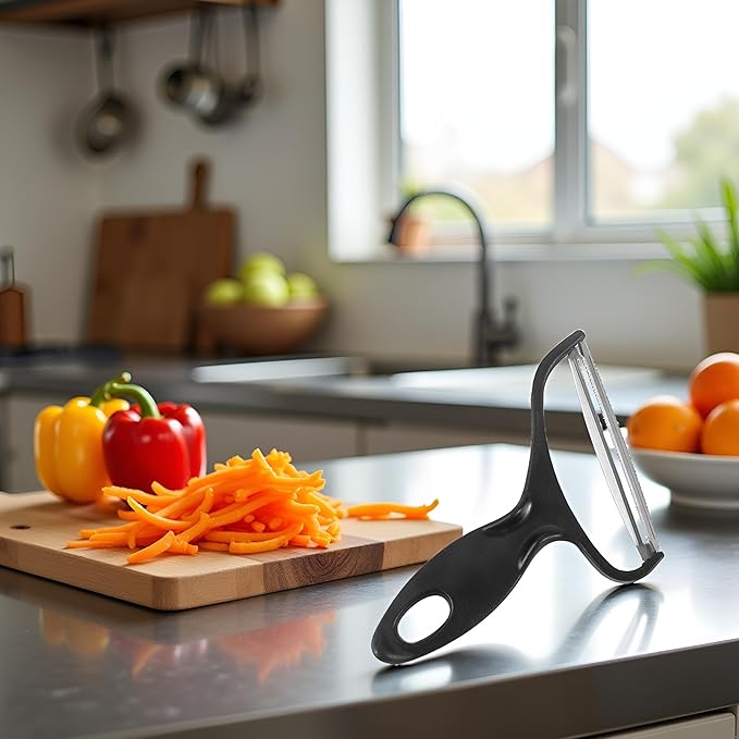 Black Vegetable Peeler Large Peelers for Kitchen, Y Wide Veggie Shredder for Cabbage Lettuce Julienne, Swivel Stainless Steel Blades Big Size Graters, Peelers and Slicers