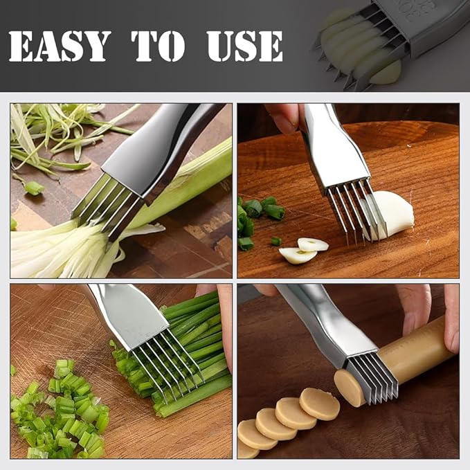 Shred Silk The Knife, 2026 Upgrade Stainless Steel Green Onion Knife Food Speedy Chopper, Kitchen Vegetable Cutter Household Multifunctional Food Slicer (A-2Pcs)