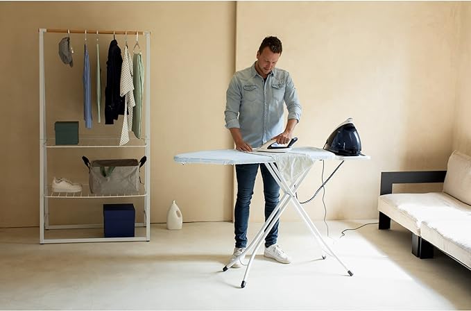 Brabantia Size B (49 x 15 inches) Replacement Ironing Board Cover with Thick Felt & Foam Padding (Fresh Breeze) Easy-Fit, 100% Cotton
