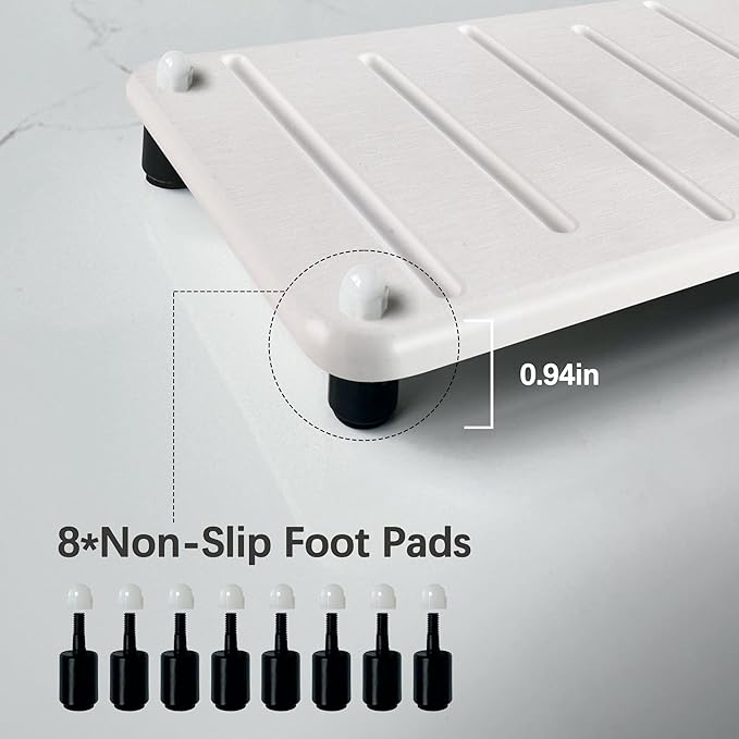 2PCS Water Absorbing Stone Drying Mat for Bathroom Sink & Kitchen Counter Organizer, Instant Dry Soap Dispenser Sponge Holder, Sink Caddy, Vanity Tray (10"x5"-White)