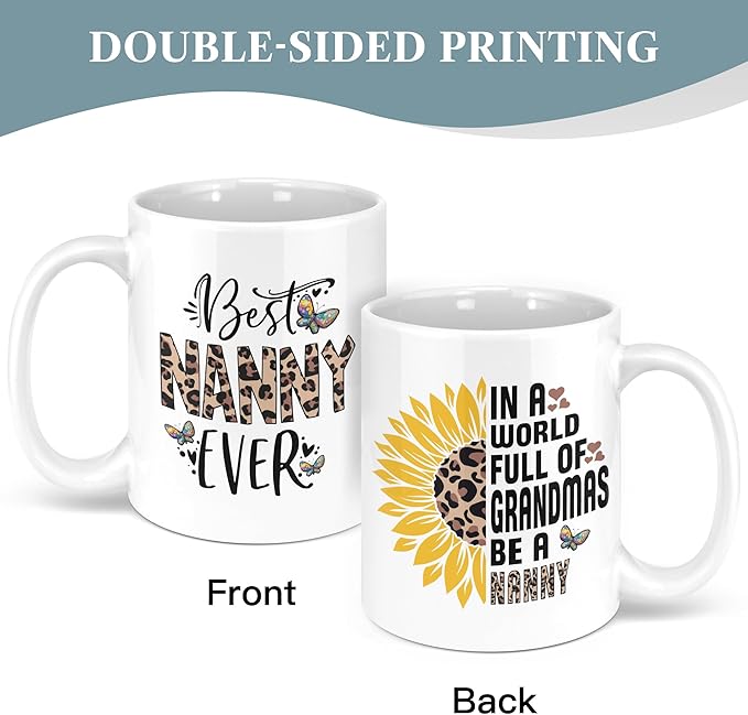 Nanny Gifts Christmas from Grandchildren 11oz Mug, Mothers Day Gifts for Nanny, Grandma Birthday Gift Ideas, Best Nannies Ever Coffee Mug