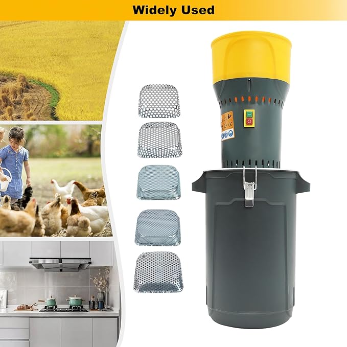 AUTENS Farm Grain Mill Grinder with 5 Filter Mesh Adjustable, Electric Feed Grain Grinder, for Wheat, Corn, Spice, Animal Feed & Home Milling (25L)