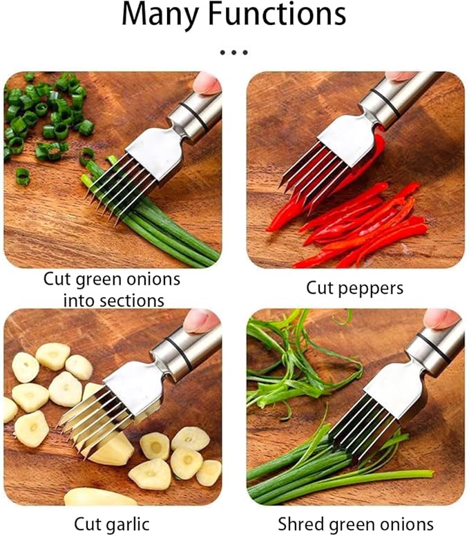 2 PCS Scallion Cutter Kitchen Scallion Cutters Shred Knife with Stainless Steel Scallions Cutter Vegetable Garlic Cutteres Food Speedy Chopper for Kitchen Cutting Vegetable Onion Garlic Cutteres Tool