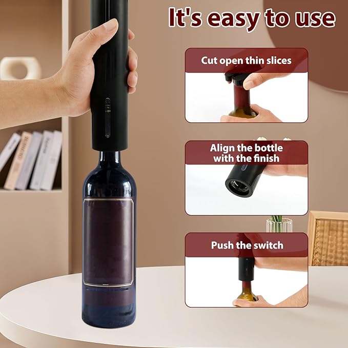 4Pcs ABS Automatic Wine Bottle Opener Electric Bottle Opener Electric Wine Opener Rechargeable Electric Corkscrew Wine Opener Extended Life with Storage Base for Wine Bottles Wine Gifts