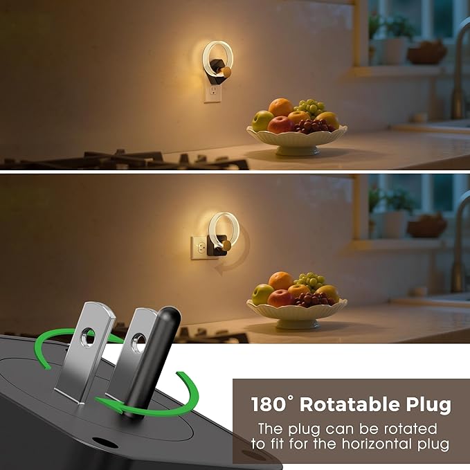 L LOHAS LED Night Lights Plug into Wall, 2 Pack Plug in Night Lights with Light Sensor, 3000K Soft White, 0-100LM Brightness Adjustable, Acrylic Nightlight for Bathroom Bedroom Hallway