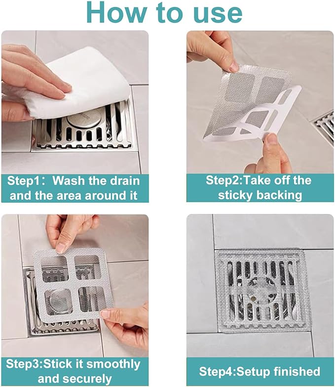 50Pcs Disposable Floor Drain Sticker,Hair Drain Catcher,Suit Sewer Filter Screen,Shower Drain Hair Catcher,Bathtub,Bathroom,Kitchen,Sink Floor Stickers