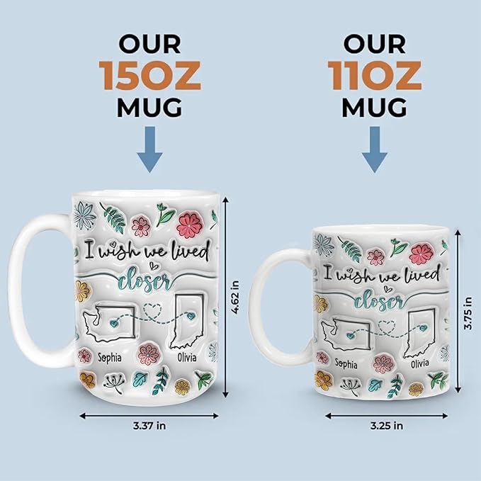 I Wish We Lived Closer Mug, Best Friends Coffee Mugs, Personalized Mugs With Names, Christmas Birthday Gifts For Best Friend Funny Mugs, Sisters Gifts From Sister, Long Distance Gift For Women
