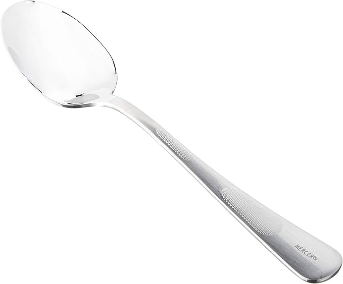 Mercer Culinary 18-8 Stainless Steel Plating Solid Spoon, 7-7/8 Inch,Silver