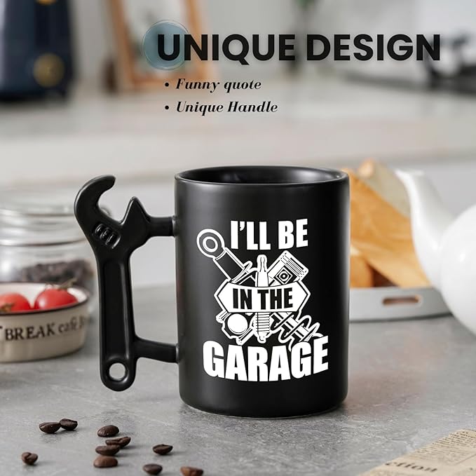 Onebttl Car Gifts For Men, Women, Dad, Mechanic - 13.5oz/400ml Ceramic Wrench Coffee Mug - Garage