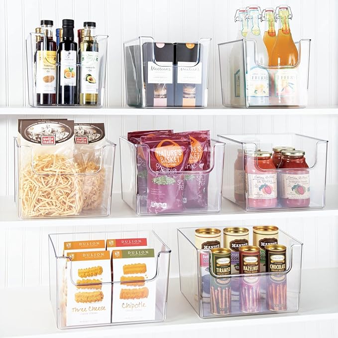 mDesign Set of 4 Fridge Storage Organiser – Kitchen Storage Box for Food and Vegetables – BPA-Free Plastic Freezer Compartment Drawer – Clear