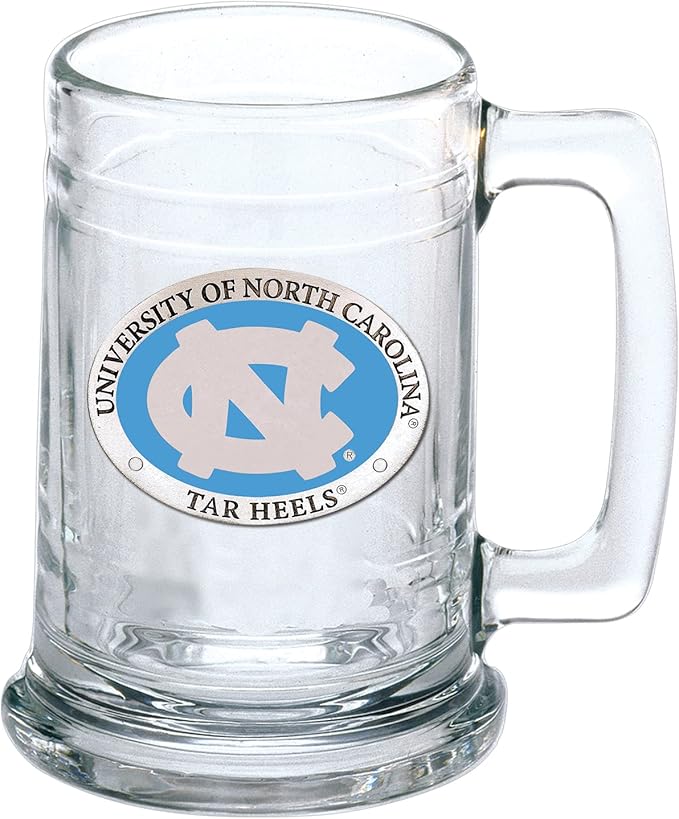 Heritage Pewter North Carolina Beer Stein Glass | 15 Ounce German-Style Beer Glass | Intricately Crafted Metal Pewter Alma Mater Inlay