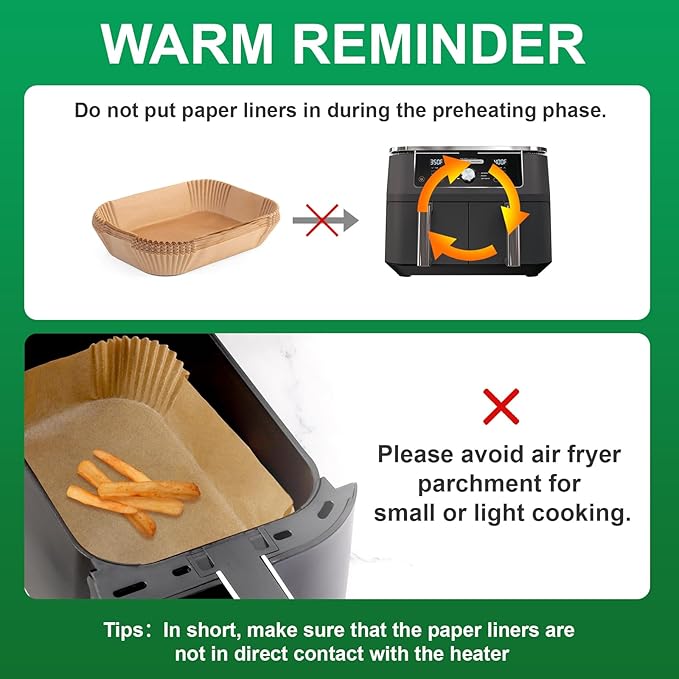 500 Pcs Air Fryer Paper Liners, 8 Inch Parchment Paper for 3-7 Qt Airfryer Basket, Square Airfryer Liners Compatible with COSORI 6-Qt, Ninja 5QT, Chefman 6 Quart Air Fryer