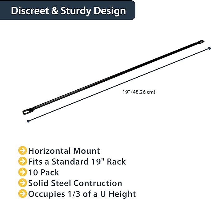 StarTech.com Horizontal Lacing Bar - Server Rack Cable Management - 19" Network Rack Mount Cord Organizer- 10 Pack, TAA (CMLB10)