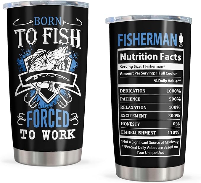 Christmas Fishing Gifts for Men, Unique Fishing Gifts for Dad/Grandpa/Boys, Gift for Fisherman, Dad/Papa Fisherman Present, Birthday Present for Mens Who Love to Fish Tumbler 20oz