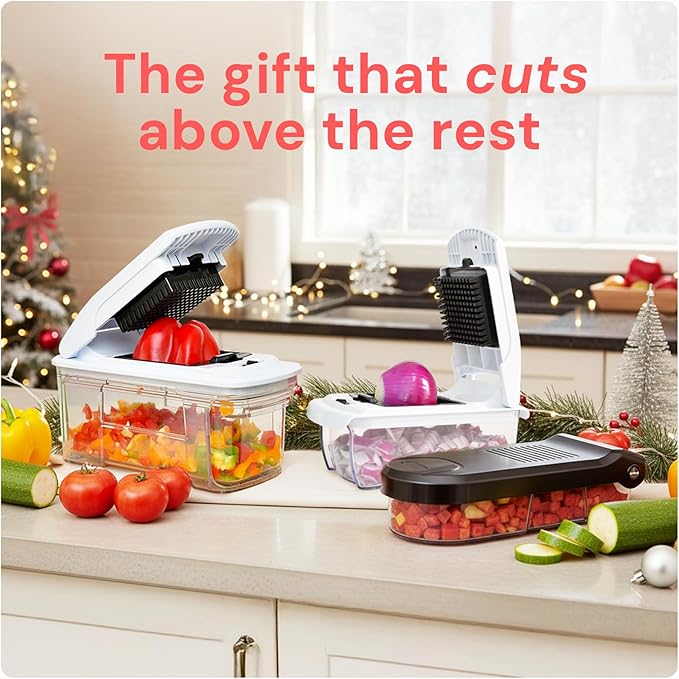 Fullstar The Original Pro Chopper - Vegetable Chopper and Spiralizer, Food Chopper with Container, Fruit Slicer, Kitchen Gadgets & Gifts, Home Essentials (14 in 1, Silver)