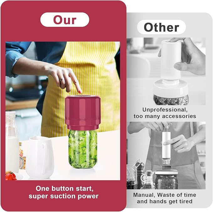 M11 Mason Jar Vacuum Sealer - Electric Mason Jar Vacuum Sealer Kit with Wide and Regular Mouth Mason Lids, Jar Vacuum Sealer for Canning Jars, Vacuum Sealing Machine for Food Storage