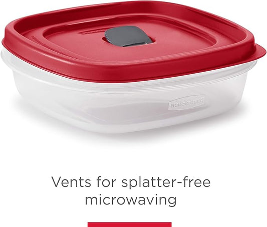 Rubbermaid 16-Piece BPA-Free Plastic Food Storage Set, Red Vented Lids - Microwave, Dishwasher Safe: Perfect for Meal Prep, Leftovers, and Kitchen Organization