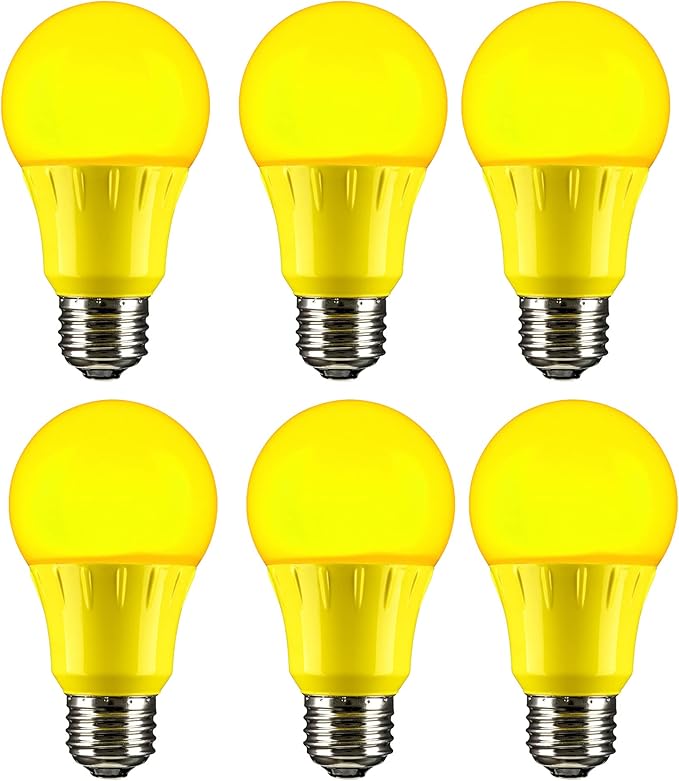 Sunlite 41726 LED A19 Colored Light Bulb, 3 Watts (25w Equivalent), E26 Medium Base, Non-Dimmable, UL Listed, Party Decoration, Holiday Lighting, 6 Count, Yellow