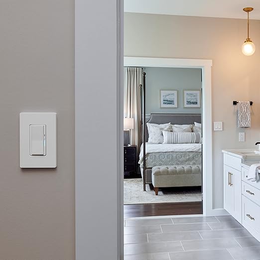 Lutron Diva Smart Dimmer Light Switch for Caseta Lighting (Lutron Smart Hub Required), for LED Lights, 150W, Single-Pole/3-Way, No Neutral, White, 3 Pack (DVRF-6LS-WH-3)