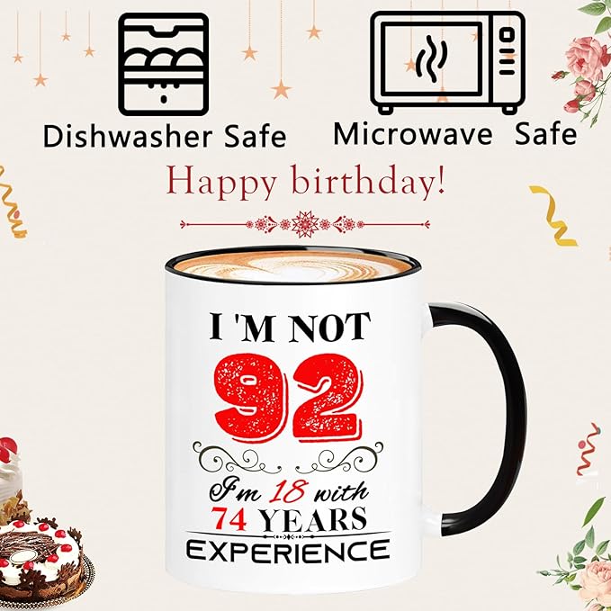 1933 92th Birthday Mug for Women Men, Turning 92 Year Old Birthday Gifts for Mom, Dad, Grandma, Grandpa, Wife, Husband, Uncle, Aunt, Sister, Best Friends, Coworkers, Her, Him, 11oz Coffee Cup