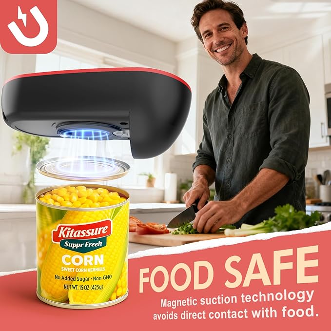 Handsfree Smart Touch Rechargeable Electric Can Opener Easy Flex Side Cut All Can Sizes with LED Display and Smooth Edge Safety for Arthritis & Seniors, Automatic Kitchen Christmas Gifts