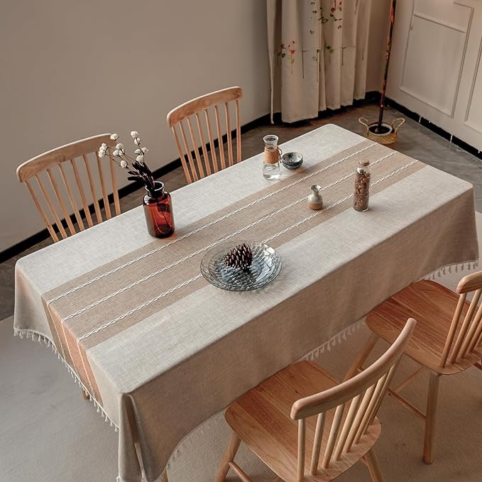 Deep Dream Tablecloths, Waterproof Table Cloth, Linens Wrinkle Free Anti-Fading, Rustic Table Cover Decoration for Kitchen Dinning Party Christmas (Square,55''x55'',4 Seats, Light Coffee)