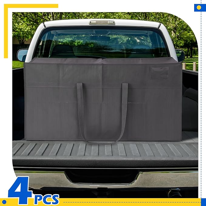 4 Pcs 66 Gallon Large Moving Bags with Zipper and Handles Foldable Storage Duffle Bags Heavy Duty Extra Large Totes for College Dorm Travel Clothes Blankets Bedding Moving (Gray)