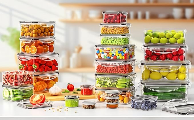 AISOON 40 Pcs 85oz Large Food Storage Containers with Lids, Reusable Meal Prep Containers for Kitchen Pantry Storage, Airtight Leakproof & BPA-Free, Freezer, Microwave & Dishwasher Safe