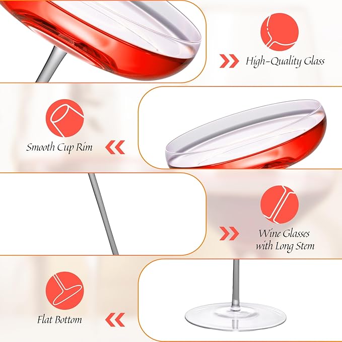 KAMMAK Martini Glasses Set of 2, 9.13 oz Clear Crystal Cocktail Glasses with Stem, Reusable Cocktail Glassware for Wedding Birthday Party, Bar, Margarita, Whiskey, Gin, Tequila, B0-1 Ice Cream