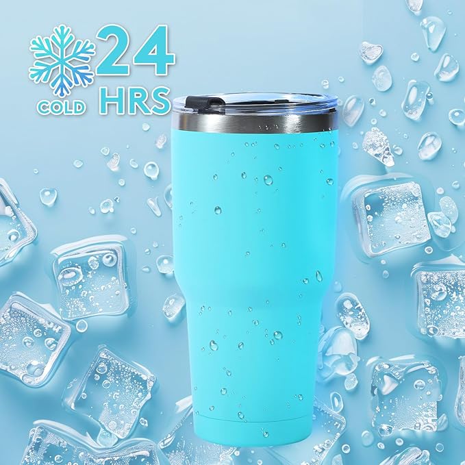 Dongni 30 oz Tumbler with Lid and Straw, Stainless Steel Tumblers Bulk, Insulated Vacuum Double Wall Travel Coffee Mug, Durable Powder Coated Tumbler Cups（White 6 pack）