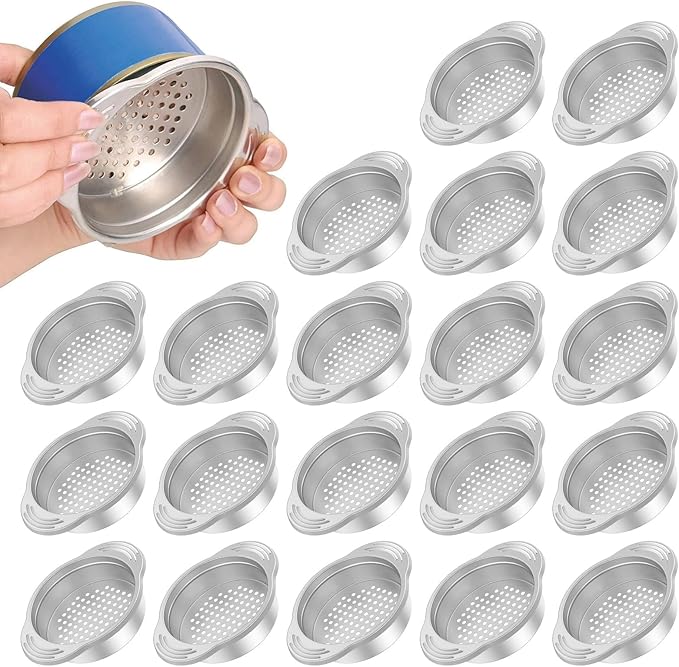 20 Pack Tuna Can Strainer 3.15Inch Stainless Steel Food Strainer Anti Slip Handle Tuna Strainer Easy to Use Tuna Press Oil Drainer Filter Colander Can Strainers for Canned Goods Vegetables Beans