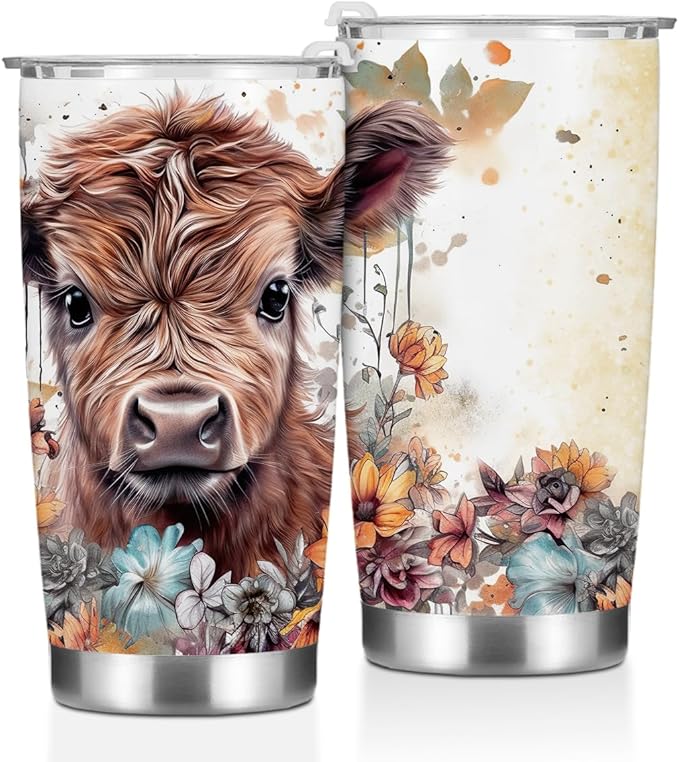 Cow Print Stuff Tumbler, Western Decor Gifts for Women Men Cow Lovers Teacher Appreciation Birthday Christmas Western Coffee Mug Stainless Steel Vacuum Insulated Double Wall Travel Cup with Lid 20oz