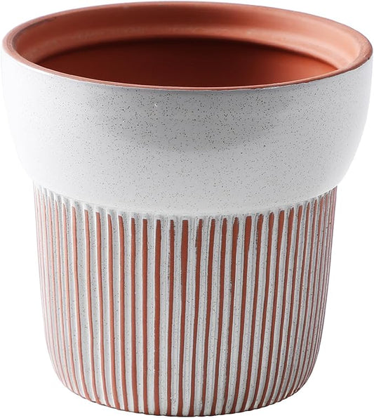 6.5 inch Terracotta Pot for Plants, Ceramic Plant Pot for Succulents, Cacti, Herbs, Vertical Ribbed Design,Planter Pot for Dried and Fresh Plants
