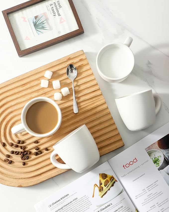 HASENSE Espresso Cups Set of 4 Perfect for Demitasse, Cappuccino, Tea Bag and Juice, 5 Ounce Ceramic Stackable Mini Coffee Mugs Suit for Espresso Machine and Coffee Maker, White