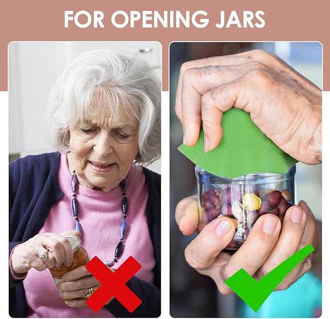 Jar Opener Gripper Pad, 3 Pcs Rubber Jar Opener Grippers Lid Opener Bottle Openers for Seniors Weak Hands Reusable for Most Bottles
