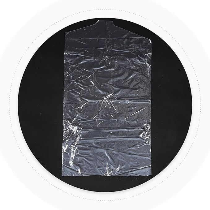 Sosoport 50pcs Clothing Storage Bags Transparent Garment Covers PE Thickened Dustproof Hanging Suit Covers with Hanger for Clothes