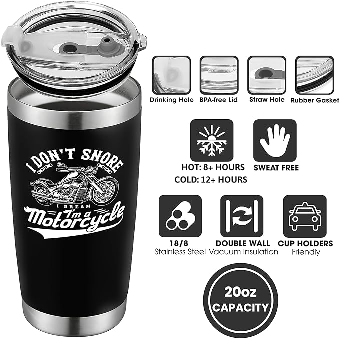 Motorcycle Gifts for Men - Gifts for Bikers Motorcycle Men, Motorcycle Riders - Biker Dad, Motorcycle Dad Grandpa Gift - Fathers Day Gift for Motorcycle Lovers - 20 Oz Stainless Steel Tumbler