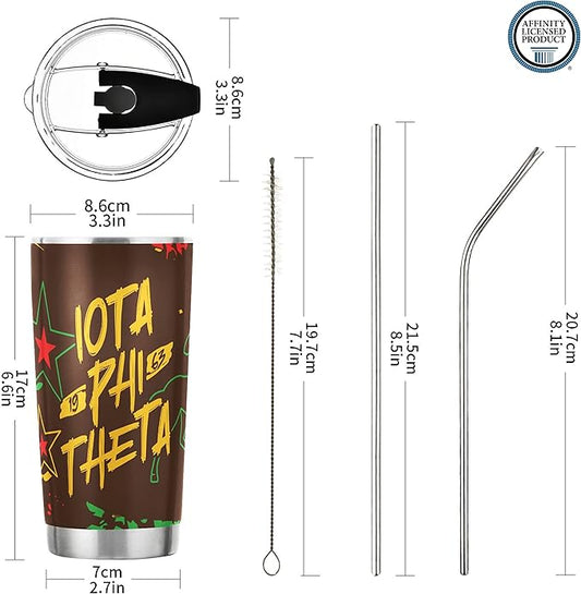 Iota Phi Theta Officially Vendor - 20 oz Stainless Steel Insulated Sublimation Tumbler - Stars - Fraternity Paraphernalia