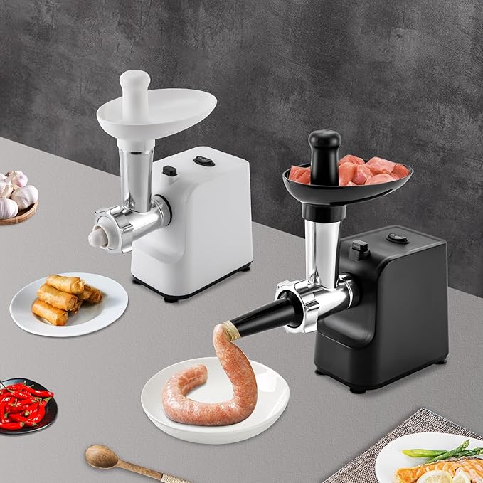 Meat Grinder, 1000W Electric Grinder For Meat with Attachments, Stainless Steel Sausage Maker Machine Kubbe Kit with 3 Grinding Plates Automatic Meat Grinder for Home & Kitchen (Black)