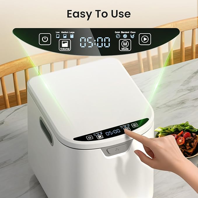 Kismile Electric Composter for Kitchen, 3.5L (Max 4L) Indoor Smart Compost Bin Countertop with LED Display, Odorless with 2 Carbon Filters, Auto-Cleaning, Turn Food Waste into Fertilizer for Home
