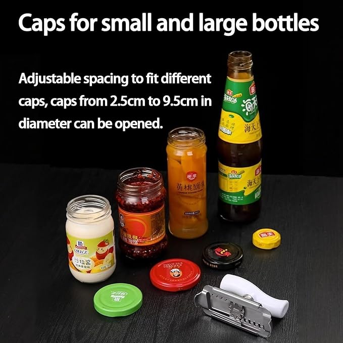 Jar Opener for Weak Hands, Manual Twist to Open Can Opener, Adjustable Stainless Steel Lid Loosener, Gripper Tight Top Remover for Seniors, Arthritis, Kitchen Loosener Gadgets