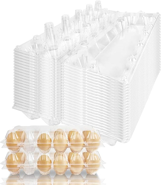 80 Pack Plastic Egg Carton Bulk One Dozen Clear Empty Egg Cartons Perfect for 12 Eggs for Chicken Eggs Home Ranch Chicken Farm, 2 x 6 Grids