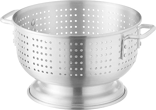 8 Qt. Aluminum Colander with Base and Handles – Heavy-Duty 16-Gauge Commercial Strainer for Pasta, Fruits, and Vegetables (1, 8 Quart)